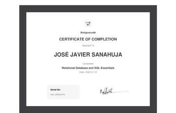 Certificate Of Completion Relational Database And Sql Essentials